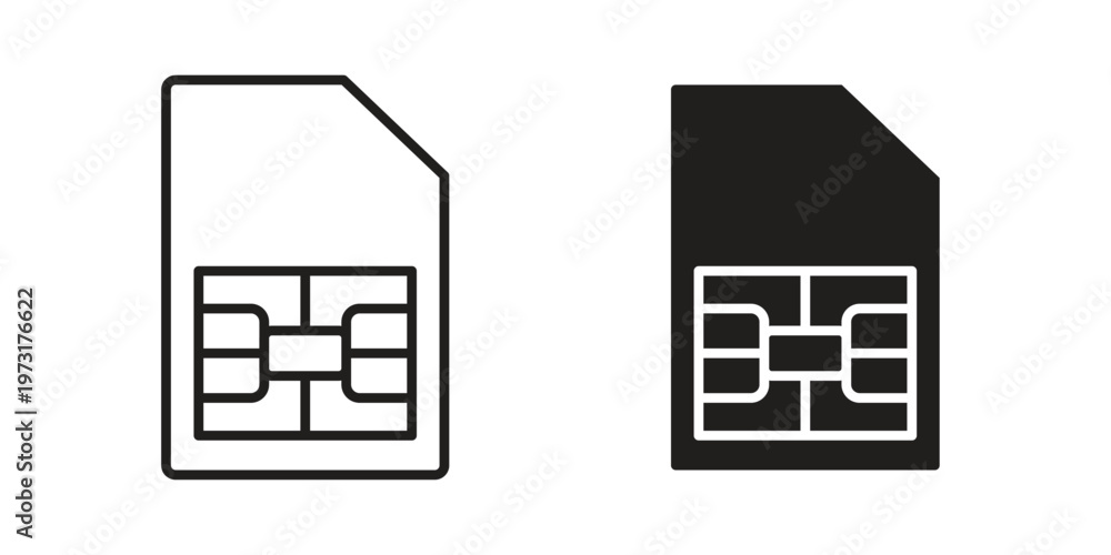 Fototapeta premium Sim card icon linear vector outline, symbol logo design style