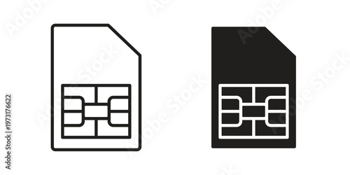 Sim card icon linear vector outline, symbol logo design style