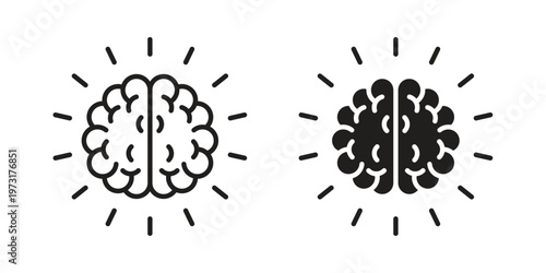 Smart mind icon linear vector outline, symbol logo design style