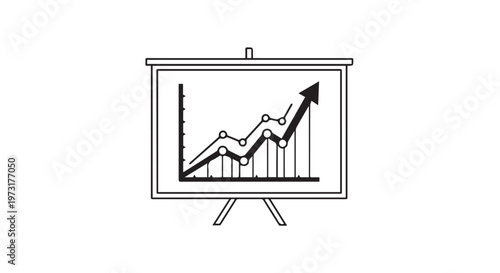 Business Presentation Board with Growing Financial Graph and Upward Success Arrow