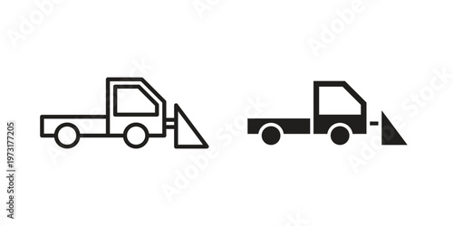 Snowplow icon linear vector outline, symbol logo design style