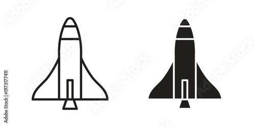 Space shuttle icon linear vector outline, symbol logo design style