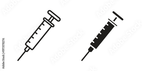 Syringe icon linear vector outline, symbol logo design style