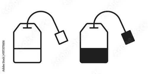 Tea bag icon linear vector outline, symbol logo design style