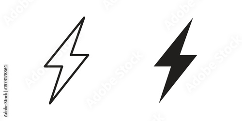 thunderbolt icon linear vector outline, symbol logo design style