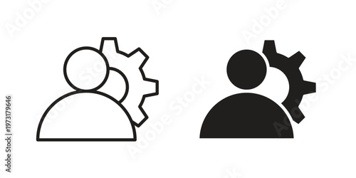 User gear icon linear vector outline, symbol logo design style