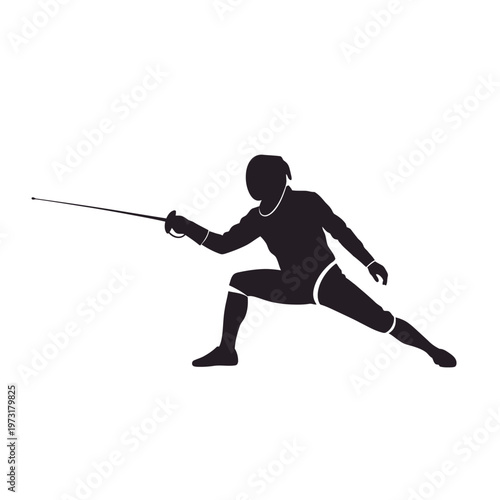 Fencer Silhouette Attack Pose Sword Sport Athlete