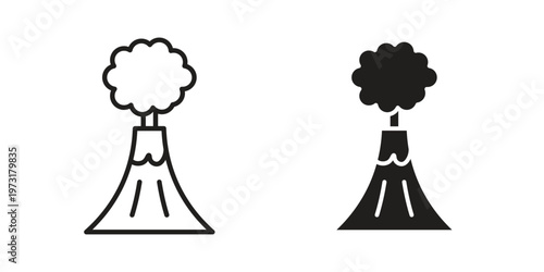 Volcano icon linear vector outline, symbol logo design style