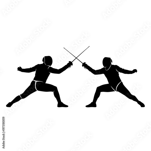 Fencers Silhouette Duel - Sport Competition
