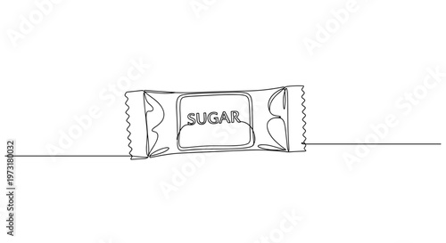 Sugar packet on table in hotel room line art illustration