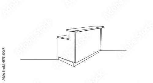 Hotel reception desk counter in lobby line art illustration