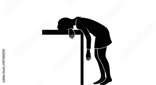 Exhausted Woman Slumped Over Table: Tiredness, Burnout, Fatigue