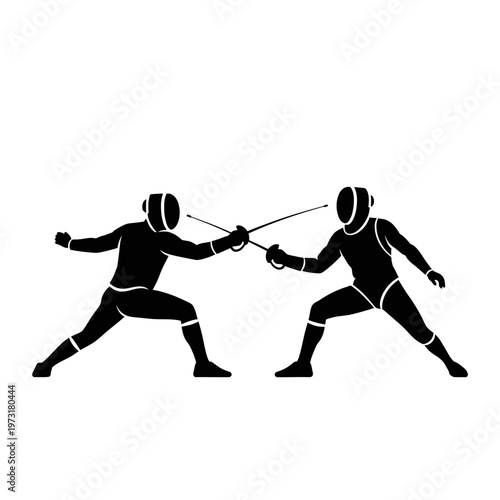 Two Fencers Silhouettes Sparring