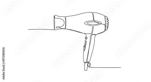 Hair dryer on bathroom wall in hotel room line art