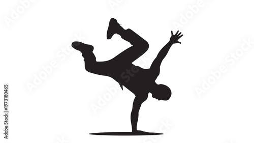 Breakdancing Silhouette of a Male Dancer for Urban Street Dance Culture and Hip Hop Performance Concepts