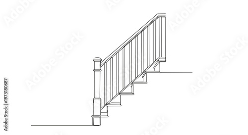 Staircase in hotel interior line art illustration