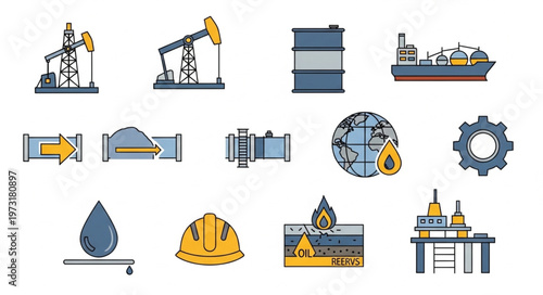 Oil and Gas Industry Icons - A Comprehensive Vector Set.