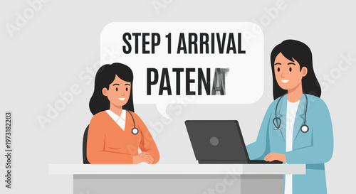 Doctor and patient discussing first step of arrival in medical office