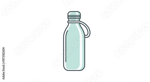 Simple illustration of a reusable water bottle with a handle, isolated on white background.