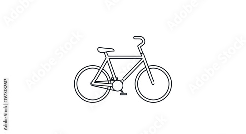 Simple Line Art Bicycle Vector Icon Isolated on White Background
