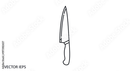 Simple Chef Knife Outline Vector Icon Illustration