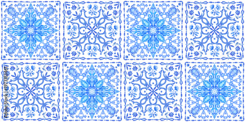 Blue indigo shibori tie dye seamless pattern inspired by traditional Japanese textile techniques. Radial geometric ornament with watercolor effect, suitable for fabric, wallpaper, packaging	
