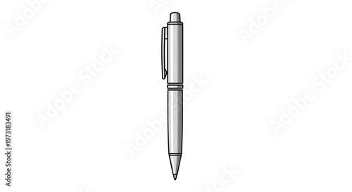 Silver Ballpoint Pen Isolated on White Background
