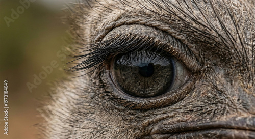 Canvastavla  A hyper-detailed, extreme macro photograph of an ostrich’s eye, focusing on the incredibly long, thick black eyelashes and the large, intelligent dark iris
