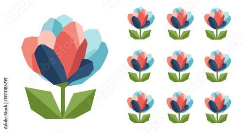 Modern, colorful geometric shapes create a dynamic, positive feeling, perfect for website backgrounds, social media marketing, or showcasing innovatio