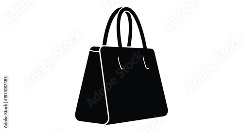 A minimalist depiction of a black handbag with dual handles and subtle detailing presented as a silhouette high quality professional detailed