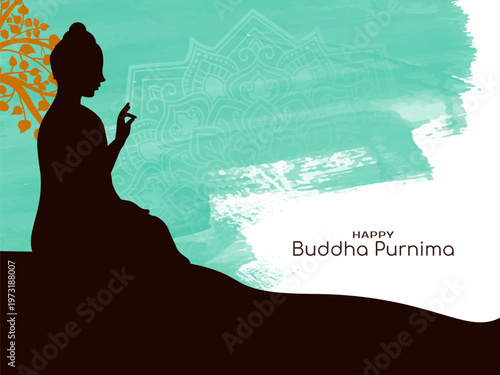 Happy Buddha Purnima Artistic Background Vector