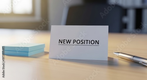 New Position Card on Desk, Job Offer Concept for Corporate Recruitment