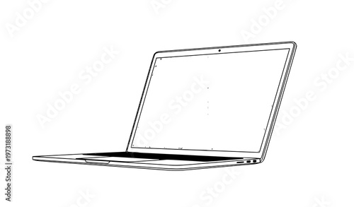 Laptop computer mockup transparent screen vector notebook template isolated on white