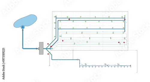 Diagram of an efficient drip irrigation system for agricultural fields