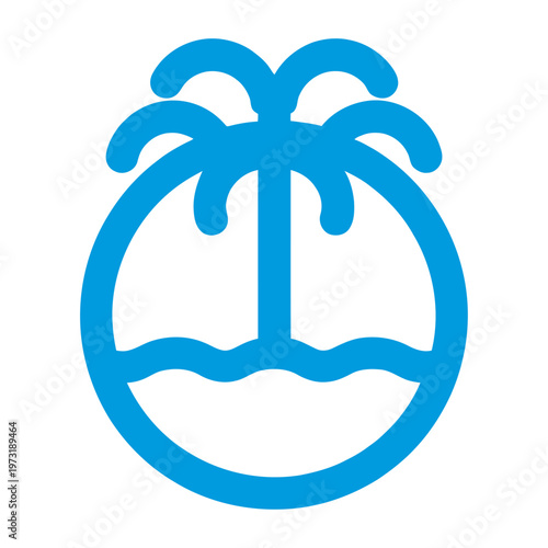 Vector of a tropical island with a single palm tree on a small landmass