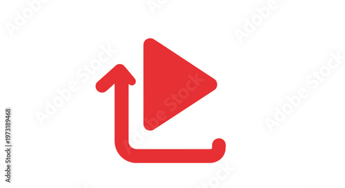 Red play button icon with an arrow indicating forward movement.