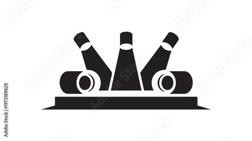 Bottle Silhouette Product Display, Three Minimalist Glass Containers on Shelf for Branding Mockups and Packaging Design