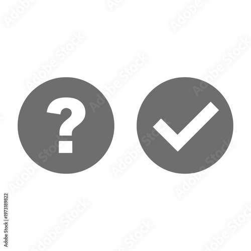 Vector design showcasing a question mark symbol and a check mark symbol on circular backgrounds