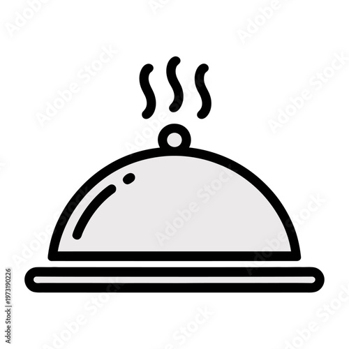 Vector of a domed serving dish with steam rising