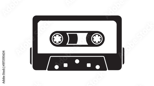 Retro Cassette Tape Icon, Vintage 90s Music Technology Vector for Analog Audio Nostalgia and Recording Concepts