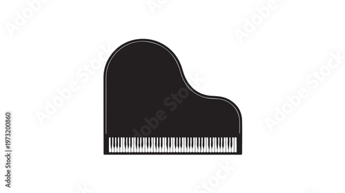 Grand Piano Silhouette Vector - Elegant Classical Music Instrument Icon for Performance and Education