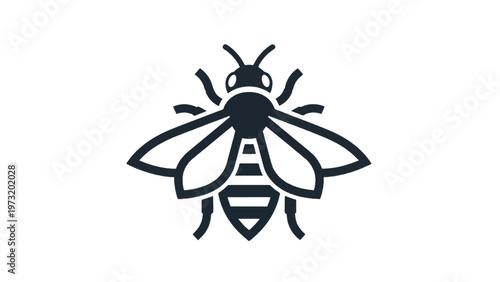 Simple Black Bee Illustration Design Element.