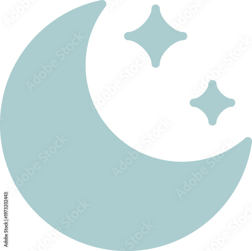 Blue crescent moon and stars