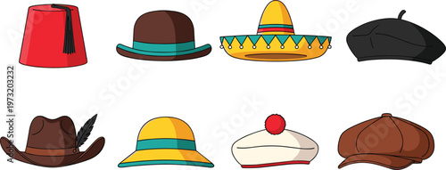 Hat Vector Illustration Showing Cultural and Fashion Accessories