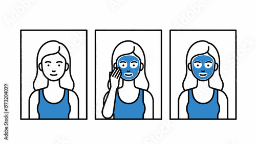 Skincare Facial Mask Application Steps Illustration
