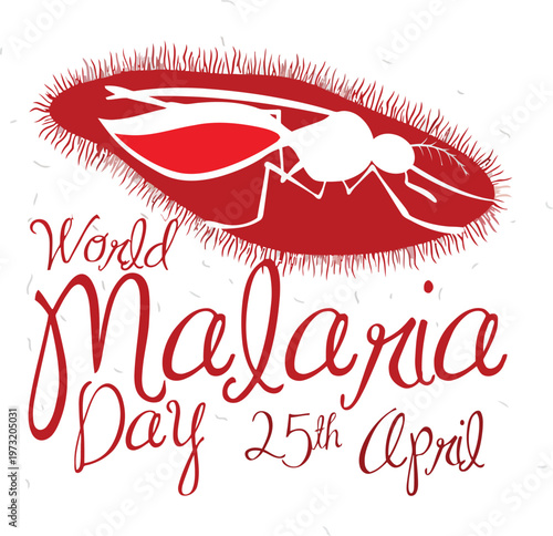 A logo for World Malaria Day on April 25th with a mosquito