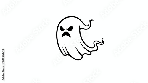 Angry Ghost Mascot Illustration on White Background