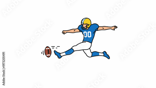 American Football Kicker Kicking Ball Vector Illustration