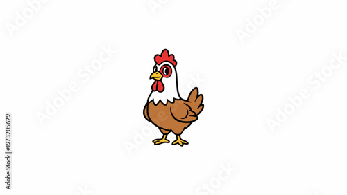 Hen cartoon mascot illustration isolated on white background