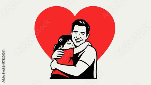 Man and Woman Hugging with Heart.